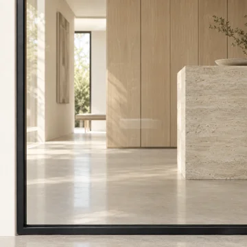 Verre clair dans une porte en acier